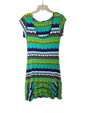 Zen-Knits Turquoise & Purple Zigzag Dress